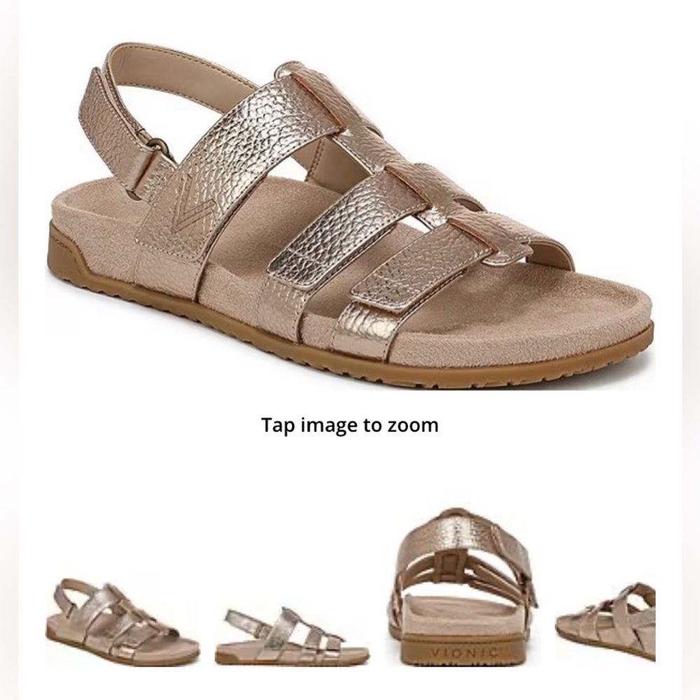 BNIB Vionic Eureka Leather Slingback Sandals Bronze